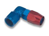 Earl's Performance Swivel-Seal Hose Ends 809006ERL Fitting, End, Swivel-Seal, 90 Degree Low Profile, -6 AN to Female -6 AN, Aluminum, Red/Blue, Each thumbnail 2