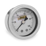 Earl's Performance Analog Fuel Pressure Gauges 100187ERL Gauge, Analog, Pressure, 0-100 psi, 1 1/2 in. Diameter, Stainless Steel, White Face, Liquid-filled, 1/8 NPT Male Threads thumbnail 2