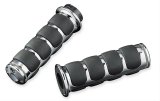 Kuryakyn ISO Grips 6320 Grips, ISO, Aluminum, Black, Twist Throttle Compatible, 1 in. Bar Diameter, Harley-Davidson®, Pair thumbnail 1