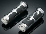 Kuryakyn ISO Flame Grips 6269 Grips, Aluminum, Chrome, 125 mm. Length, 1 in. Bars, Pair thumbnail 1