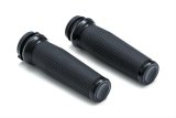 Kuryakyn Thresher Grips 5943 Grips, Thresher, Aluminum, Black, Twist Throttle Compatible, 1 in. Bar Diameter, Harley-Davidson®, Pair thumbnail 1