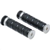 Kuryakyn Dillinger Grips 6674 Grips, Dillinger, Rubber/Aluminum, Silver, Twist Throttle Compatible, 1 in. Bar Diameter, Harley-Davidson®, Pair thumbnail 1