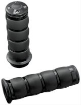 Kuryakyn ISO Grips 6345 Grips, ISO, 125mm Length, Aluminum, Black, Twist Throttle Compatible, 1 in. Bar Diameter, Pair thumbnail 1
