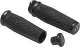 Kuryakyn Hex Grips 5921 Grips, Hex, Aluminum, Black, Twist Throttle Compatible, 1 in. Bar Diameter, Harley-Davidson®, Pair thumbnail 1