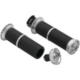 Kuryakyn Riot Grips 3588 Grips, Riot, Aluminum, Silver, Twist Throttle Compatible, 1 in. Bar Diameter, Indian, Pair thumbnail 1