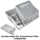 Pacific Performance Engineering Heavy-Duty Transmission Pans for 2001-2019 SIERRA 2500 HD, SILVERADO 2007-2019 3500 HD - 128051010 Pan, Aluminum, Black/Brushed Finish, Deep, Extra 4 Qt., Filter, Chevy, GMC, Allison 1000, 2000, 2400, Each thumbnail 3