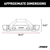 Aries Automotive TrailCrusher Front Bumper with Brush Guards for 2007-2017 WRANGLER, 2018 WRANGLER JK - 2186000 Bumper, Fabricated, Steel, Black Powdercoated, Front, Guard, Jeep, Kit thumbnail 8