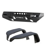 Aries Automotive TrailChaser Front Bumper with Corner Guards and Fender Flares for 2018-2025 WRANGLER - 2082077 Bumpers, Fabricated, Aluminum, Black Powdercoated, Textured, Front, Center Section, Guards, Flares, Jeep, Kit thumbnail 3