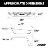 Aries Automotive TrailChaser Front Bumper with Corner Guards and Fender Flares for 2018-2025 WRANGLER - 2082077 Bumpers, Fabricated, Aluminum, Black Powdercoated, Textured, Front, Center Section, Guards, Flares, Jeep, Kit thumbnail 4