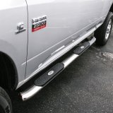 Aries Automotive 4 in. Oval Side Bars for 2003-2009 RAM 3500, 2500, 2002-2008 1500 - S225008-2 Step Bars, Oval, in., Stainless Steel, Polished, Dodge, Pair thumbnail 1