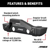 Aries Automotive TrailCrusher Front Bumpers for 2020-2024 GLADIATOR, 2018-2024 WRANGLER - 2186002 Bumper with Grille Guard, TrailCrusher, Jeep, Each thumbnail 5