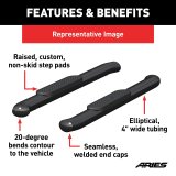 Aries Automotive 4 in. Oval Side Bars for 2021-2024 BRONCO - S224047 Step Bars, Diameter, Oval, Steel, Black, Ford, 2-Door, Pair thumbnail 4