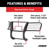 Aries Automotive Grille Guards for 2019-2024 1500 - 5060 Guards, Brush Guard, Steel, Black Textured Powdercoat, Ram, Each thumbnail 1