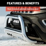 Aries Automotive 3 in. Bull Bars for 2019-2024 1500 - 35-5008 Grille Guard, Bar with Skid Plate, Ram, Stainless, Polished, Each thumbnail 2