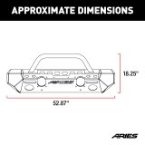Aries Automotive TrailChaser Front Bumper with Corner and Brush Guards for 2020-2025 GLADIATOR, 2018-2025 WRANGLER - 2082078 Bumpers, Fabricated, Steel, Black Powdercoated, Textured, Front, Center Section, Guards, Guard, Jeep, Kit thumbnail 3
