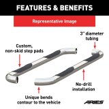 Aries Automotive 3 in. Round Side Bars 203046-2 Step Bars, Diameter, Stainless Steel, Polished, Ford, Pair thumbnail 5