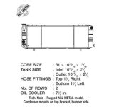CSF All-Metal Radiators 2670 Radiators, All-Metal, Crossflow, Copper/Brass, Black, Transmission Cooler, Condenser Mounts On Top Bracket, Jeep, 2.5L, 4.0L, Each thumbnail 3