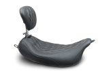 Mustang Motorcycle Products Wide Tripper Solo Double Diamond Stitched Seats 79727GM 08-21 Harley FL Touring Pass Seat w/ Dr Backrest, Grey Stitch - Black thumbnail 2