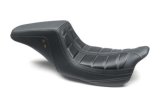 Mustang Motorcycle Products Squareback Seats 75239GM 08-21 HD Electra Glide,Rd Glide,Rd King,St Glide 1PC Seat - Black w/Gry Stitching thumbnail 1