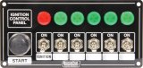 QuickCar Ignition Control Panels 50-866 Electrical Switch Panels, Panels, 6 Switches, Lighted, Toggle Style, Push Button Starter Switch, Aluminum, Black, Dash Mount, Each thumbnail 1