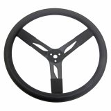 QuickCar Steering Wheels 68-004 Steel Wheel, Natural, Black Rubber Grip, 17 in. Diameter, 3 in. Dish, 3-Bolt Mount, Each thumbnail 1