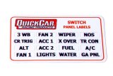 QuickCar Replacement Switch Panel Labels 50-004 Decals and Stickers, Labels, Logo, Vinyl, White/Black, Adhesive, Each thumbnail 1