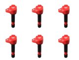 MSD Blaster OEM Replacement Coils 82376 Ignition Coil, Blaster, Coil Pack Style, Red, for use on Acura®, for use on Honda®, V6, Set of 6 thumbnail 1