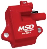 MSD Multiple Spark Coils and Coil Kits 8285 Ignition Coil, MSC II Pack, D580 Style, Epoxy, Square, Red, GM LS1/LS6, Each thumbnail 1
