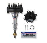 MSD Pro-Billet Crank Trigger Distributors 83795 Distributor, Trigger, Male/HEI, Bronze Gear, Standard Rotation, Black Cap, Billet Aluminum Housing, Natural, Ford, Each thumbnail 2