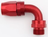 Aeroquip Reusable Hose Ends FBM1360 Fitting, End, AQP Hose, 90 Degree, -12 AN to 11/16-12 in. Male O-Ring, Aluminum Swivel, Red, Each thumbnail 2