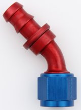 Aeroquip Socketless Hose Ends FBM1524 Fitting, End, AQP Socketless, 45 Degree, -10 AN Barb to Female -10 AN, Aluminum, Red/Blue, Each thumbnail 2