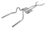 Pypes H-Bomb Exhaust Systems SFM43 System, Crossmember Back w/H-Pipe 65-70 Mustang Split Rear Dual Exit 2.5 in Int & Tail Pipe Hardware Incl Muffler & Tip Not Incl thumbnail 1