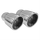 Pypes Stainless Steel Round, Polished 3 Inch Exhaust Tip EVT53 Tips, Steel, Polished, Slant Cut, Rolled Edge, 3.0 in. Inlet/4 in. Outlet, Pair thumbnail 2