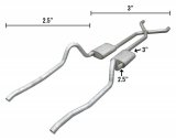 Pypes Race Pro Dual Exhaust Systems SMA30R Systems, 67-73 Mopar A-Body Hybrid 3" To 2.5" Crossmember Back W/ X-Pipe SystemRace thumbnail 1