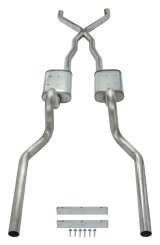 Pypes Street Pro Exhaust Systems SFM05S Systems,Dual Exit Tailpipes:2.5 Inch Mandrel-BentTubing;409 Stainless Steel Construction;65-70 Convertible Mustang, NO staggered shocks. thumbnail 2