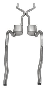 Pypes H-Bomb Exhaust Systems SMA40S System, Crossmember Back w/H-Pipe 67-73 Mopar A-Body Split Rear Dual Exit 2.5 in Int & Tail Pipe Street Pro Mufflers/Hardware thumbnail 2