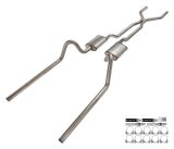 Pypes Street Pro Exhaust Systems SFF41S System, Pro, Crossmember Back, 409 Stainless Steel, Natural, H-Pipe, Rear Exit, Ford, Fairlane, Kit thumbnail 5