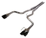 Pypes H-Bomb Exhaust Systems SFM87MHB Cat Back System; Split Rear Quad Exit; 3 in. quad 304 SS black coated tips; Hardware included; Mid Muffler; Hpipe; 409 SS Natural Finish thumbnail 1