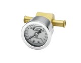 Mr. Gasket Fuel Pressure Gauge/Inline Adapter Kits 1564 Gauge, Pressure, Analog, Liquid Filled, 0-15 psi, 1.50 in. Diameter, Inline Aluminum Block, White Face, Carbureted Engines, Each thumbnail 2