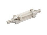 Mr. Gasket Clear View 100 Microns Fuel Filter with 0.375 in. Inlet Size 9748 Filter, Inline Mount, Clearview, Chrome, 3/8 Hose Barb Inlet, Outlet, Each thumbnail 1