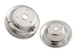 Mr. Gasket Chrome Water Pump Pulleys 4962 Pulleys, Chrome, Chevy Small Block, Single Upper Groove Double Lower, Long Pump, Set thumbnail 1