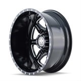 Mayhem Monstir 8101 Series Gloss Black Dually Wheels with Milled Spokes 19.5x6.75 Wheel, MONSTIR FRONT BLACK/MILLED SPOKES 19.5X6.75 8-170 102mm 124.9mm thumbnail 4