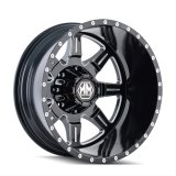 Mayhem Monstir 8101 Series Gloss Black Dually Wheels with Milled Spokes 22x8.25 Wheels, Spokes, 22 in. x 8.25 in., Black, 8 x 170mm Bolt Circle, 9.625 in. Backspacing, Front, Each thumbnail 2