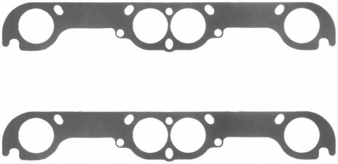 Fel-Pro Performance Exhaust Header Gasket Sets 1483 Gaskets, Header, Steel Core Laminate, Round Port, Chevy, Small Block, 18 Degree Adapter Plate, Set