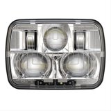 J. W. Speaker 8910 Evolution 2 LED Headlights 554461 Headlight Assemblies, Headlights, Rectangle, Clear Lens, Black Housing, Chrome Bezel, Each thumbnail 4