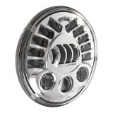 J. W. Speaker 8790 Adaptive 2 LED Headlights 555061 Headlight, LED, Round, Clear Lens, Gray Housing, Chrome Inner Bezel and Mounting Ring, 7.000 in. Diameter, Each thumbnail 1