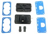Proform Carburetor Metering Block Upgrade Conversions 67165C Block, Primary, Secondary, Billet Aluminum, Black Anodized, Holley 4150, Double Pumper, Kit thumbnail 1