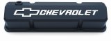 Proform GM Licensed Slant Edge Valve Covers 141-921 Covers, Cast Aluminum, Black Powdercoat, Tall, Chevrolet, Bowtie Emblem, Chevy, Small Block, Pair thumbnail 1