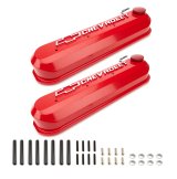 Proform GM Licensed Slant Edge Valve Covers 141-267 Covers, Edge, Tall, Center Bolt, Cast Aluminum, Red, Chevrolet Logo, Chevy, LS, Pair thumbnail 2