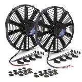 12 Inch 4,200 CFM Proform Brushless Electric Fan 67038 Fans, Fans, Dual, Puller, cfm Combined Maximum, Plastic, Black, 30.00 amps, 12.00 in. Diameter, Pair thumbnail 1